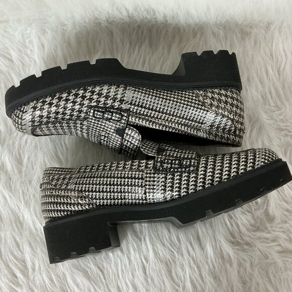 Vionic Gray White Black Metallic Houndstooth Fillmore Lug Penny Loafers 9.5 - Picture 5 of 8